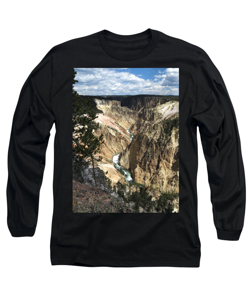 Yellowstone Canyon Long Sleeve T-Shirt featuring the photograph Yellowstone Canyon by Laurel Powell