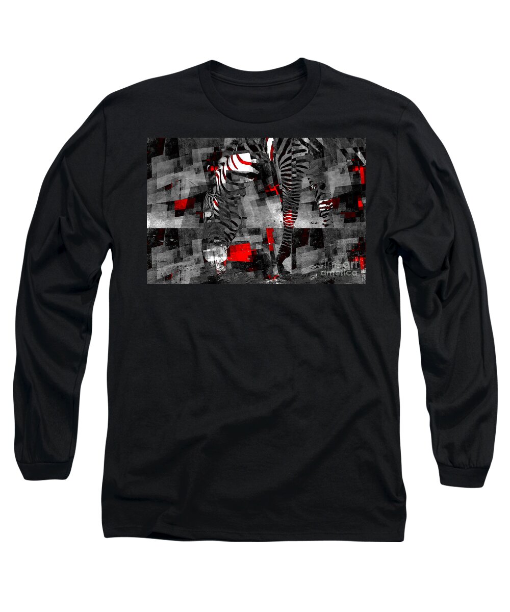 Black Long Sleeve T-Shirt featuring the photograph Zebra Art - 56a by Variance Collections