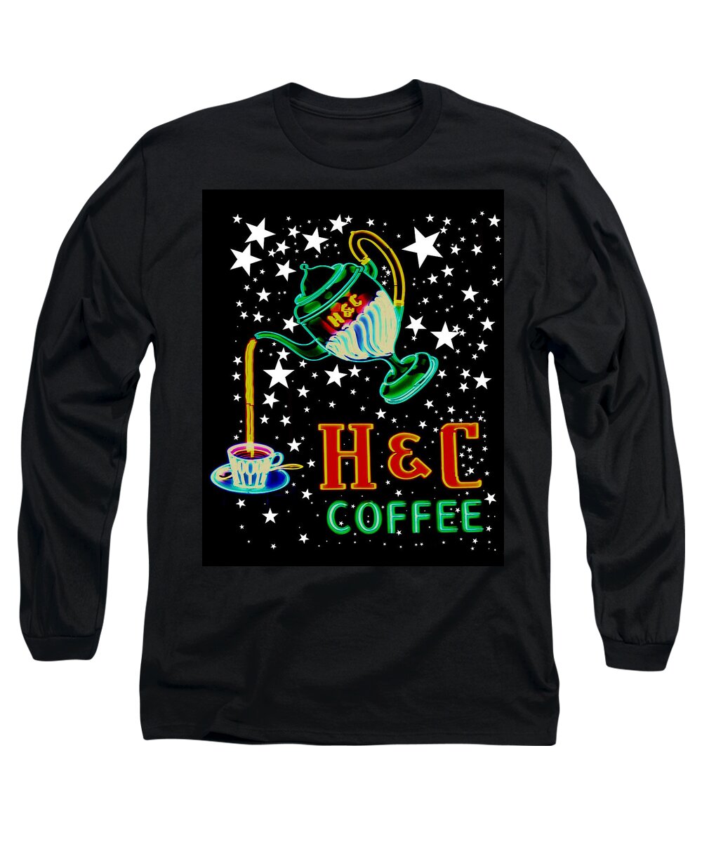 Neon Long Sleeve T-Shirt featuring the mixed media Out of this world coffee by Eric Liller