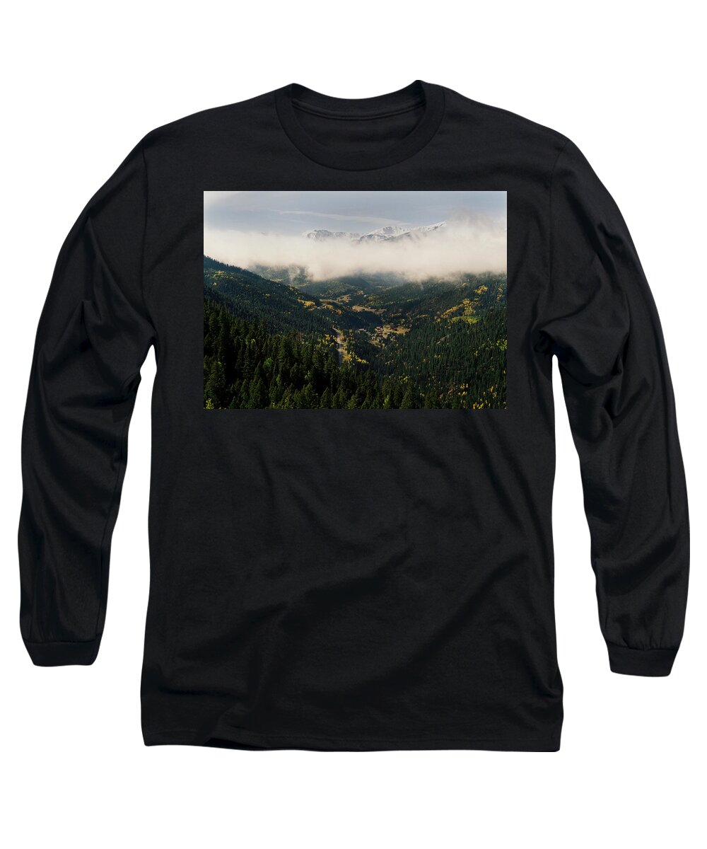 Red River Long Sleeve T-Shirt featuring the photograph September Snowcaps In Upper Red River Valley by Ron Weathers