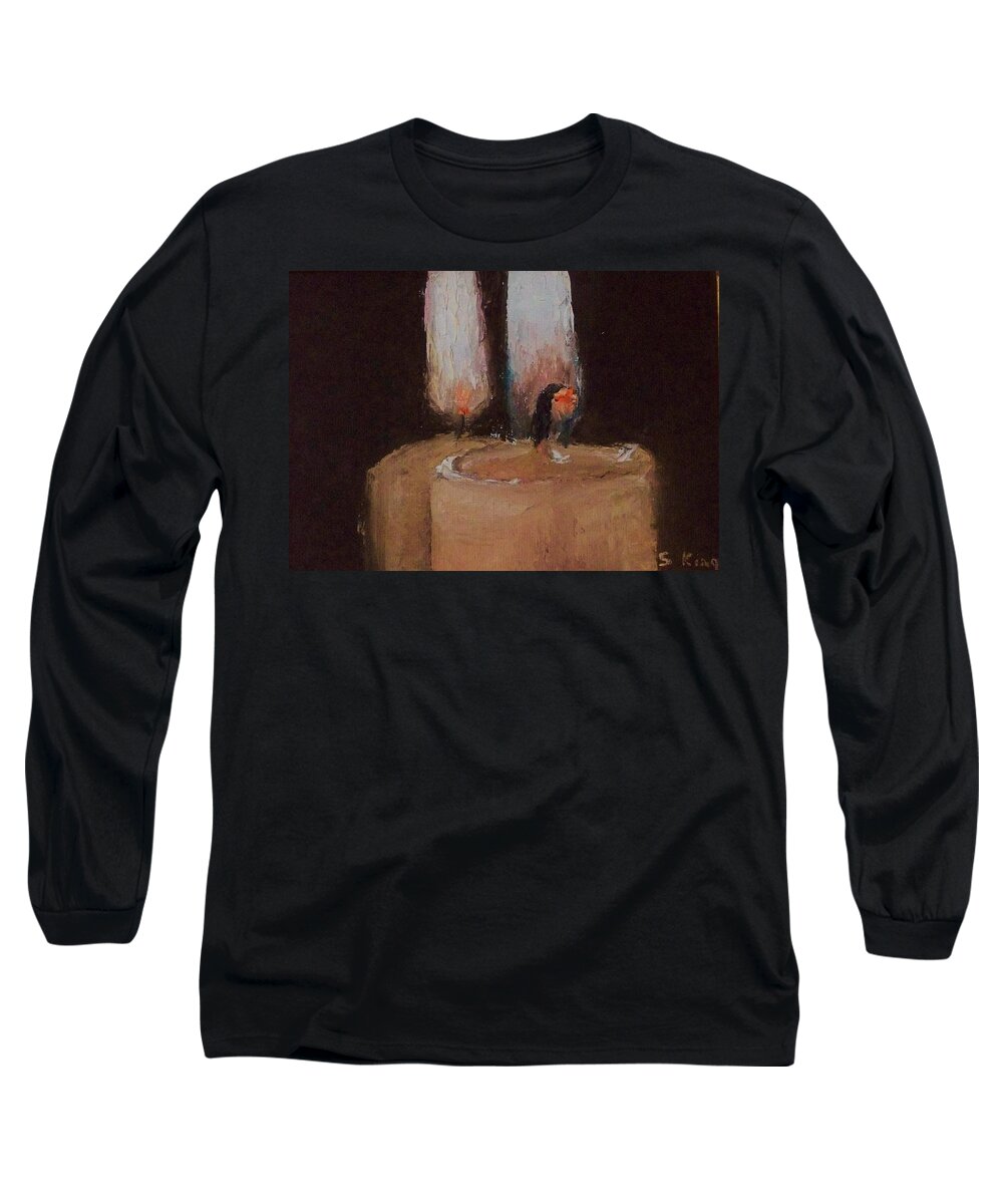 Candles Long Sleeve T-Shirt featuring the painting Mirror Image #1 by Stephen King