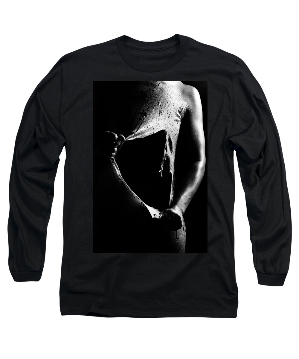 Nude Photographs Long Sleeve T-Shirt featuring the photograph Liquid latex #15 by Pavel Jelinek