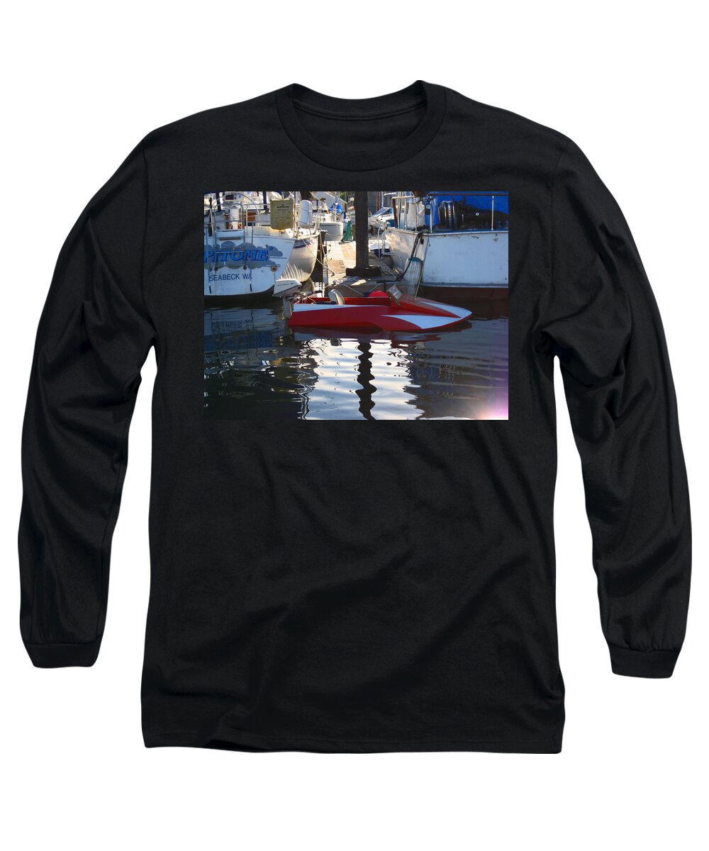 Small Boats Long Sleeve T-Shirt featuring the photograph 1950's Custom Hydroplane by Kym Backland