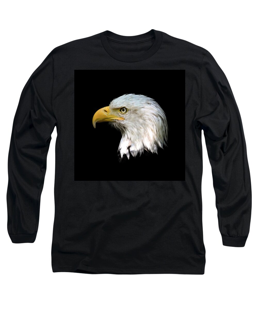  Bald Eagle Long Sleeve T-Shirt featuring the photograph Bald Eagle Head Close Up by Steve McKinzie
