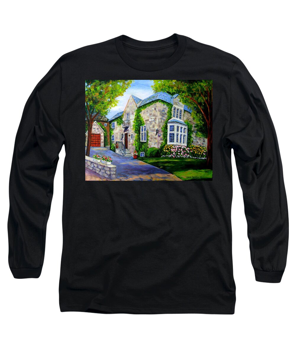 Montreal Long Sleeve T-Shirt featuring the painting Beautiful Westmount Home by Carole Spandau