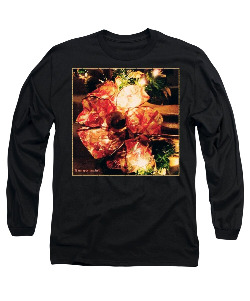 All_photos Long Sleeve T-Shirt featuring the photograph Beribboned #christmas #ribbon by Anna Porter