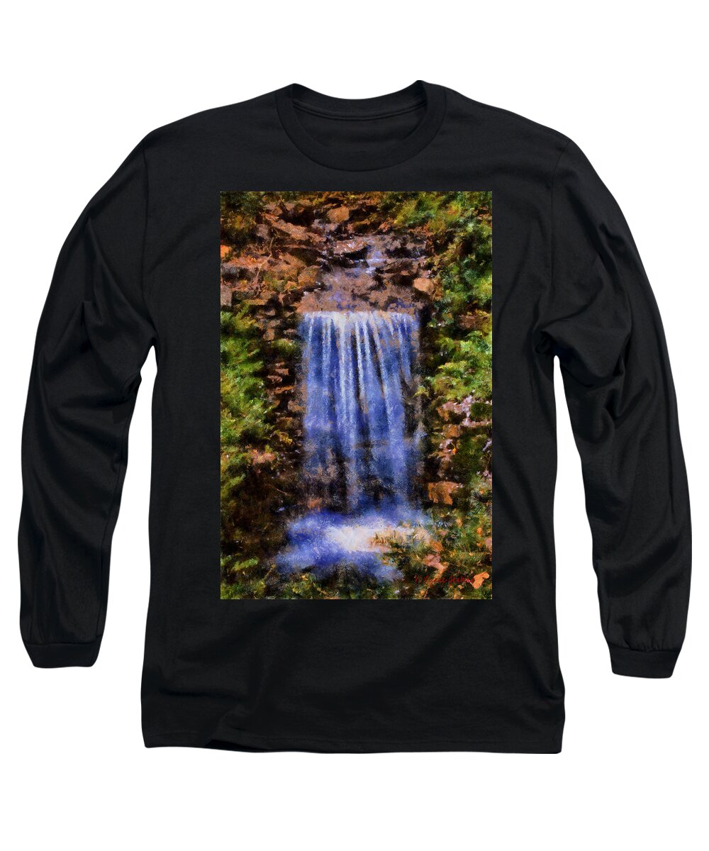 Waterfall Long Sleeve T-Shirt featuring the digital art Botanical Garden Falls by Lynne Jenkins