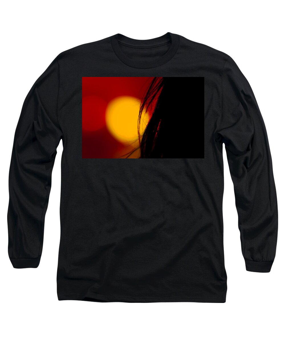 Abstract Color Bokeh Lights Shadow Hair Silhouette Long Sleeve T-Shirt featuring the photograph Concert Silhouette by Tom Gort