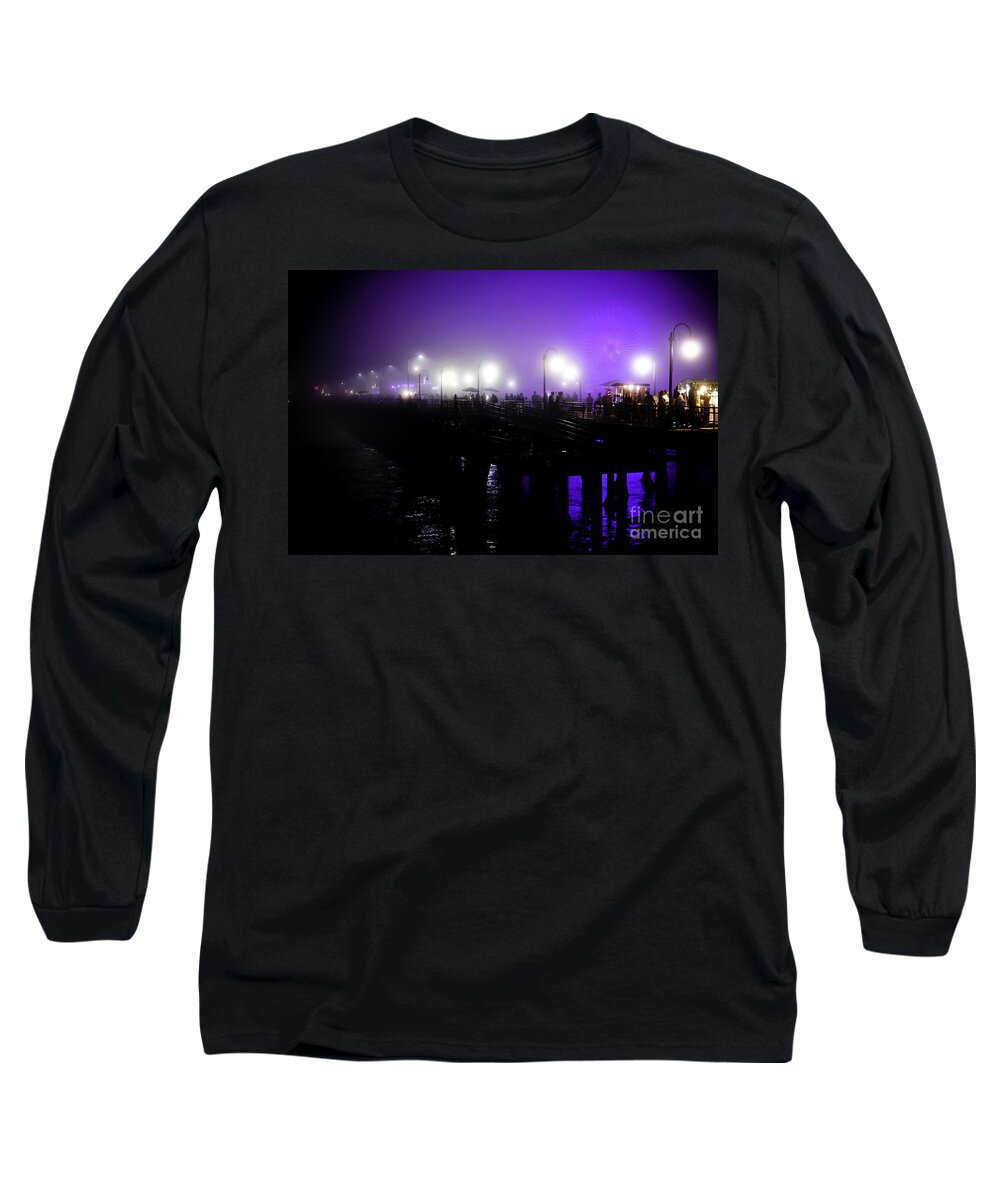 Art Long Sleeve T-Shirt featuring the photograph Cool Night at Santa Monica Pier by Clayton Bruster