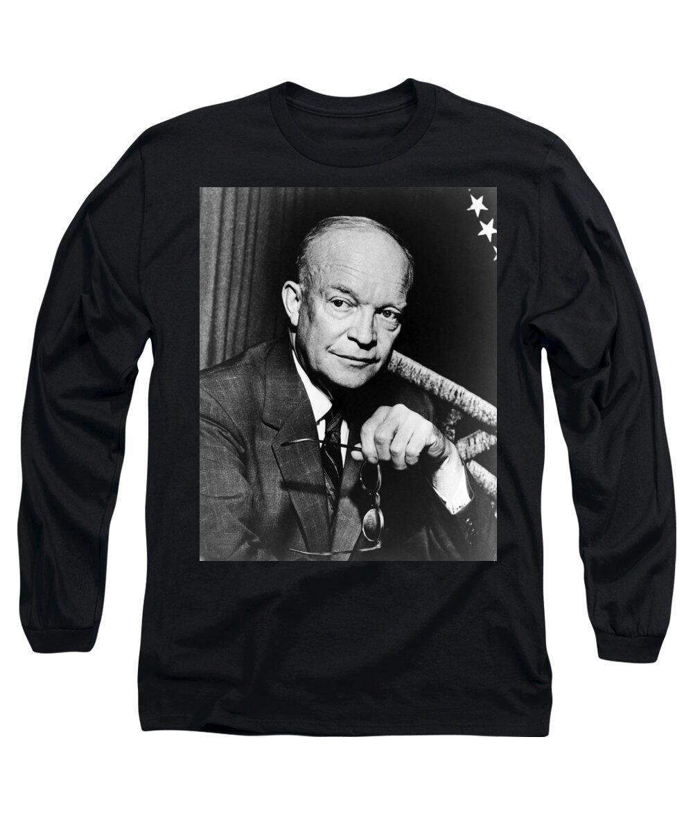 dwight Eisenhower Long Sleeve T-Shirt featuring the photograph Dwight D Eisenhower - President of the United States of America by International Images