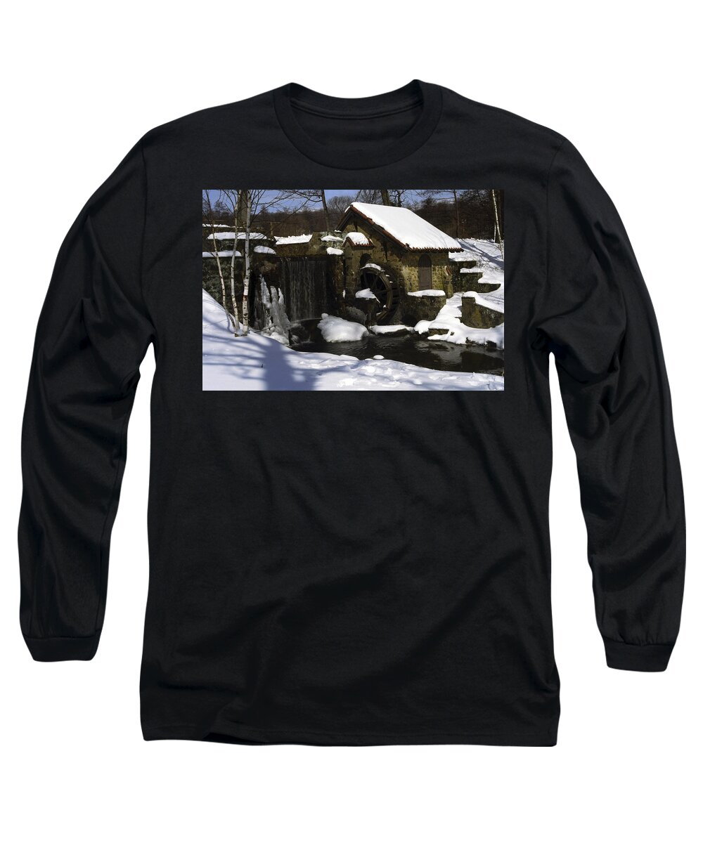 Eastern University Waterwheel Long Sleeve T-Shirt featuring the photograph Winter Waterwheel by Sally Weigand
