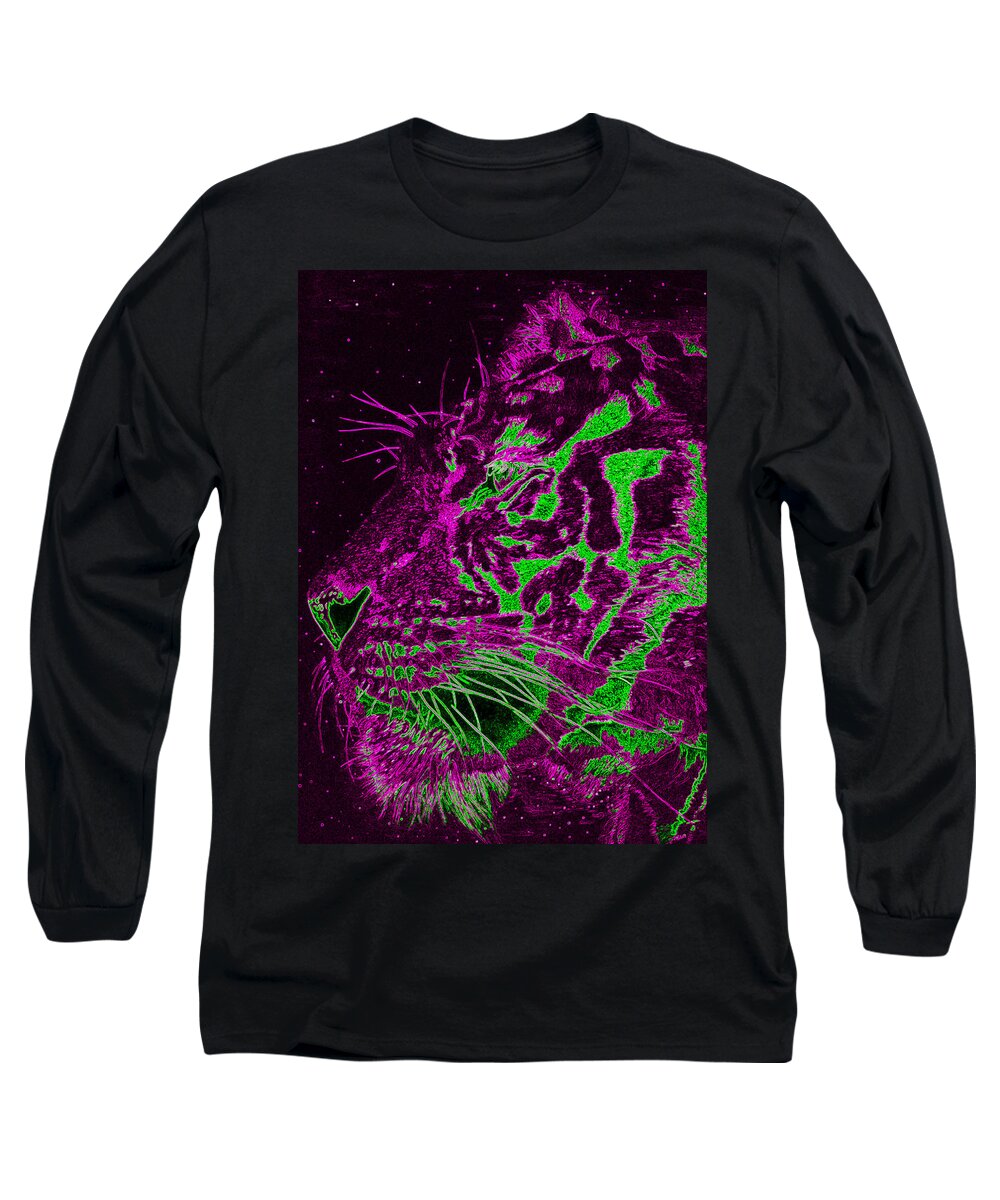  Surreal Paintings Long Sleeve T-Shirt featuring the digital art Electric Bengala by Mayhem Mediums