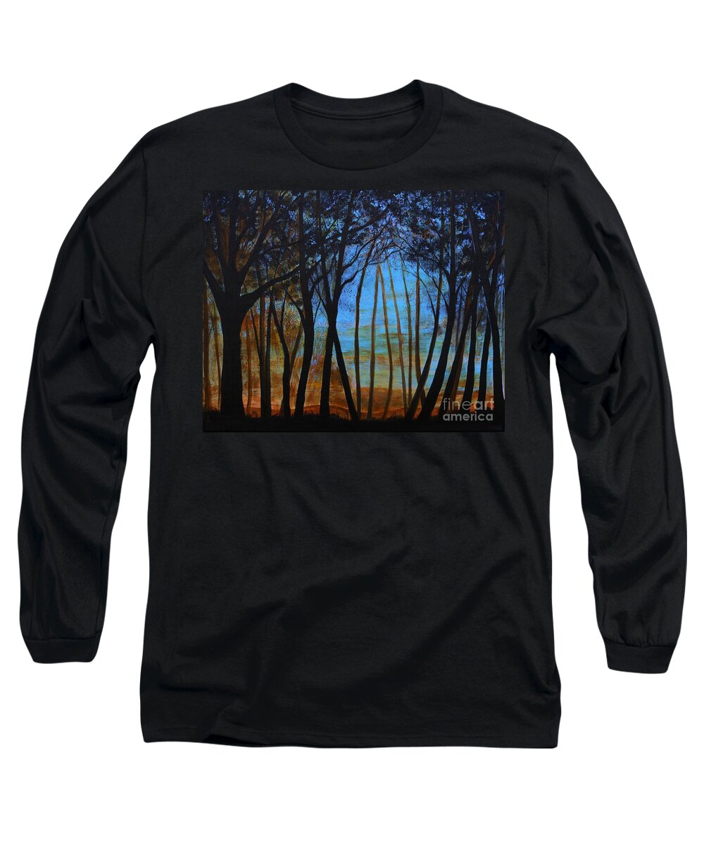 Landscape Long Sleeve T-Shirt featuring the painting Far In The Distance by Leslie Allen