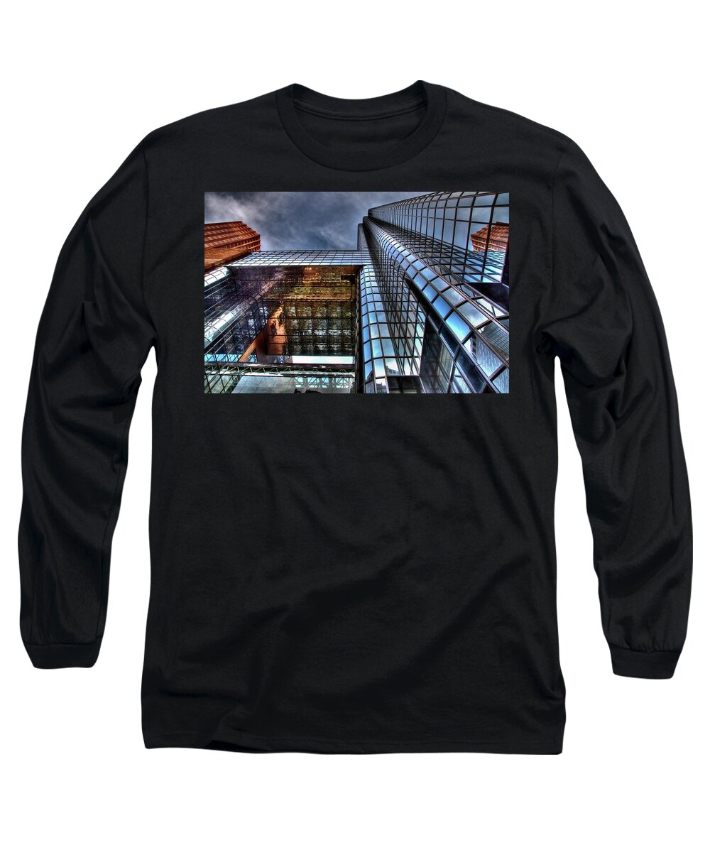 Boston Long Sleeve T-Shirt featuring the photograph Forbidden Fortress of Glass and Steel by Mark Valentine