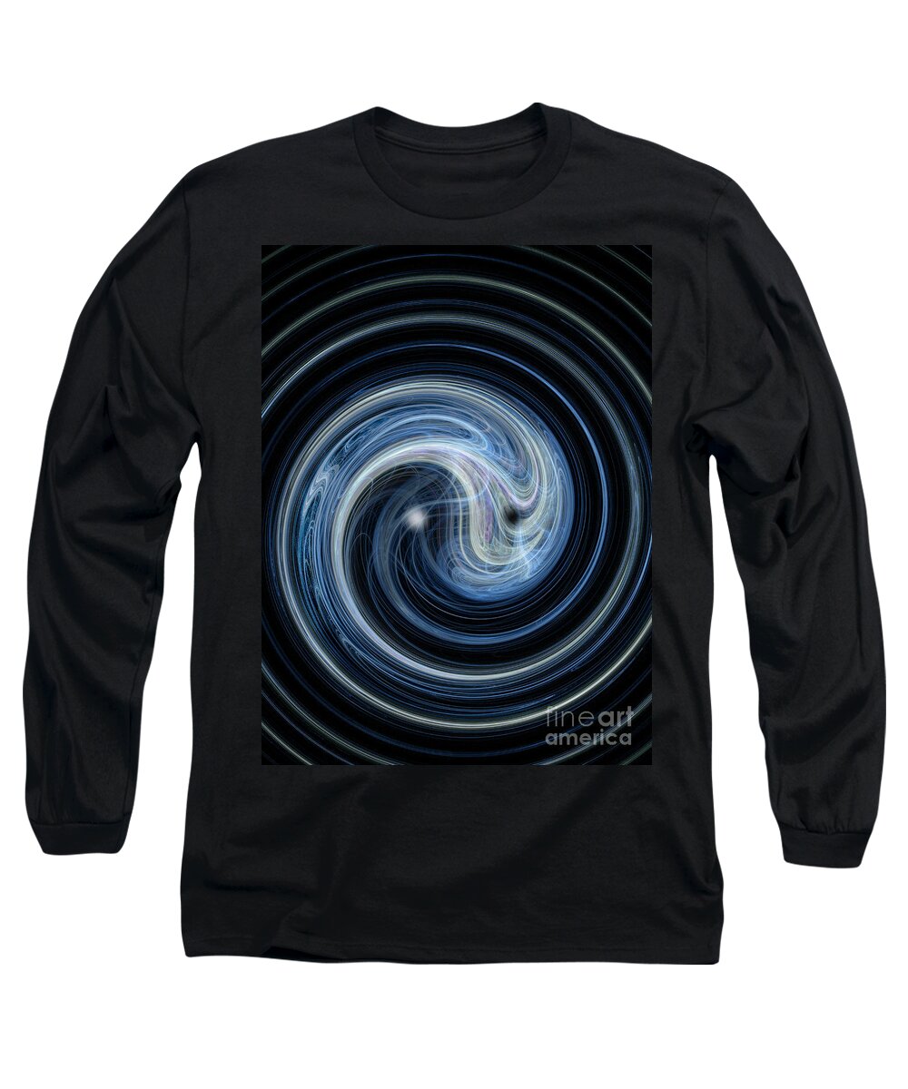 Abstract Long Sleeve T-Shirt featuring the digital art Fractal Yin and Yang by Nicholas Burningham