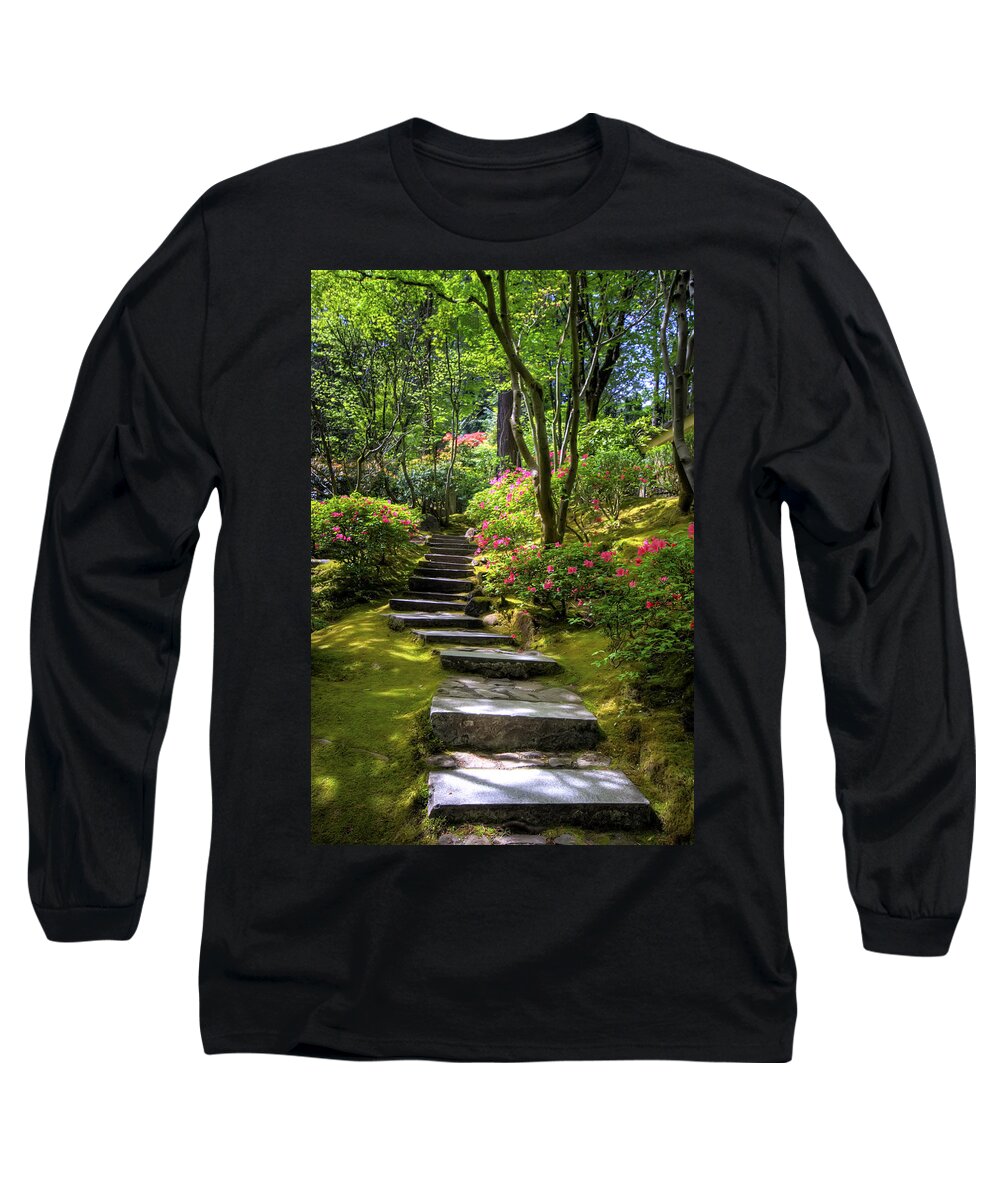 Hdr Long Sleeve T-Shirt featuring the photograph Garden Path by Brad Granger
