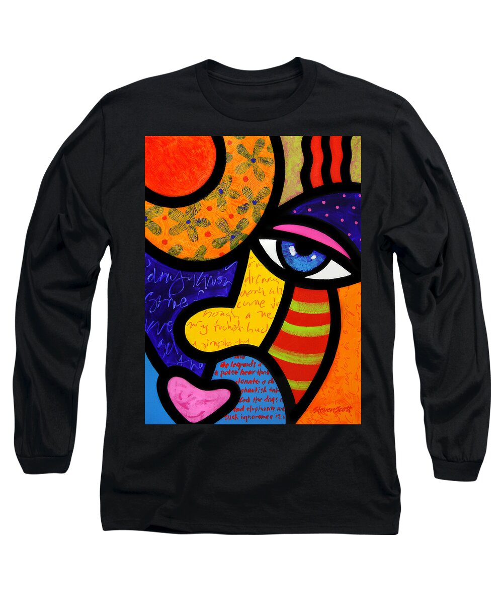 Eyes Long Sleeve T-Shirt featuring the painting Gretchen Buys a Hat by Steven Scott