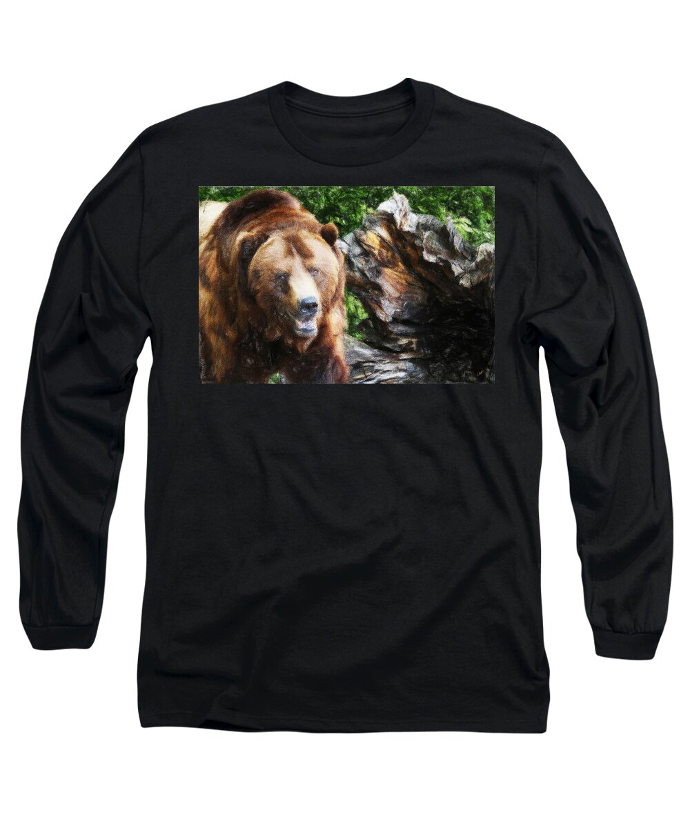 Art Long Sleeve T-Shirt featuring the painting Grizzly 301 by Dean Wittle