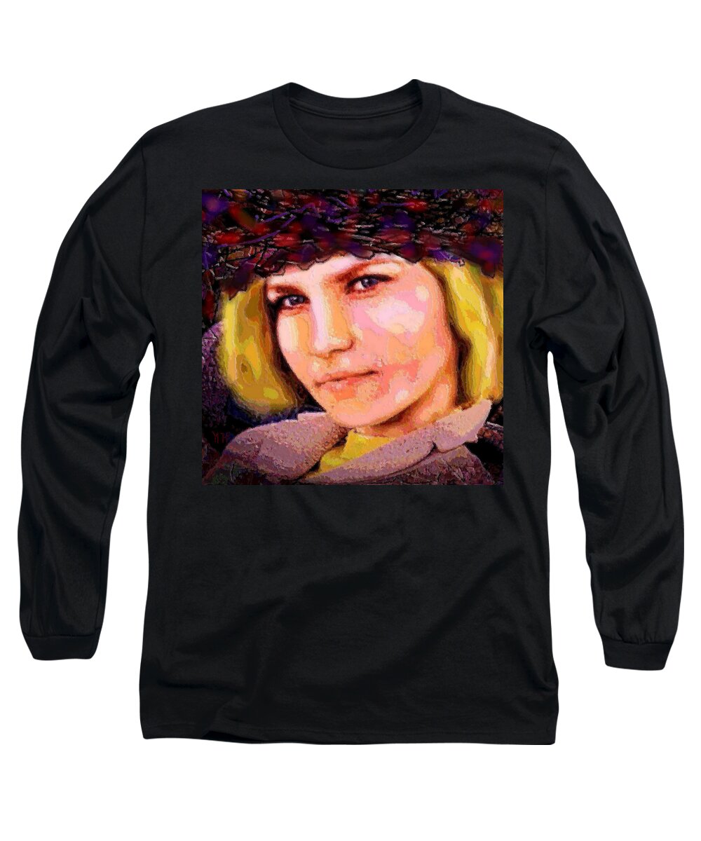 Woman Long Sleeve T-Shirt featuring the mixed media Happy Smile by Natalie Holland
