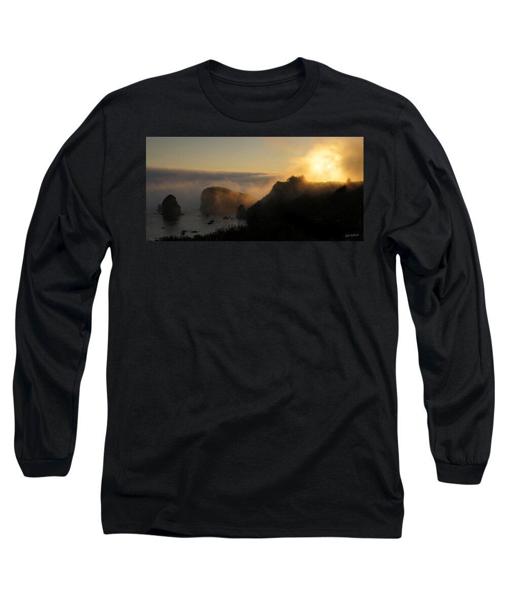 Panorama Long Sleeve T-Shirt featuring the photograph Harris Beach Sunset Panorama by Mick Anderson