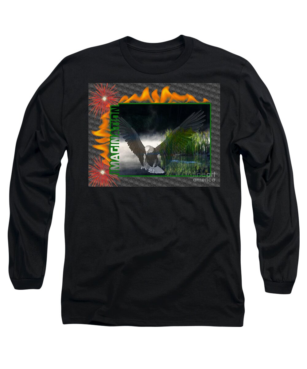 Quote Long Sleeve T-Shirt featuring the digital art Imagination Inspirational by Smilin Eyes Treasures