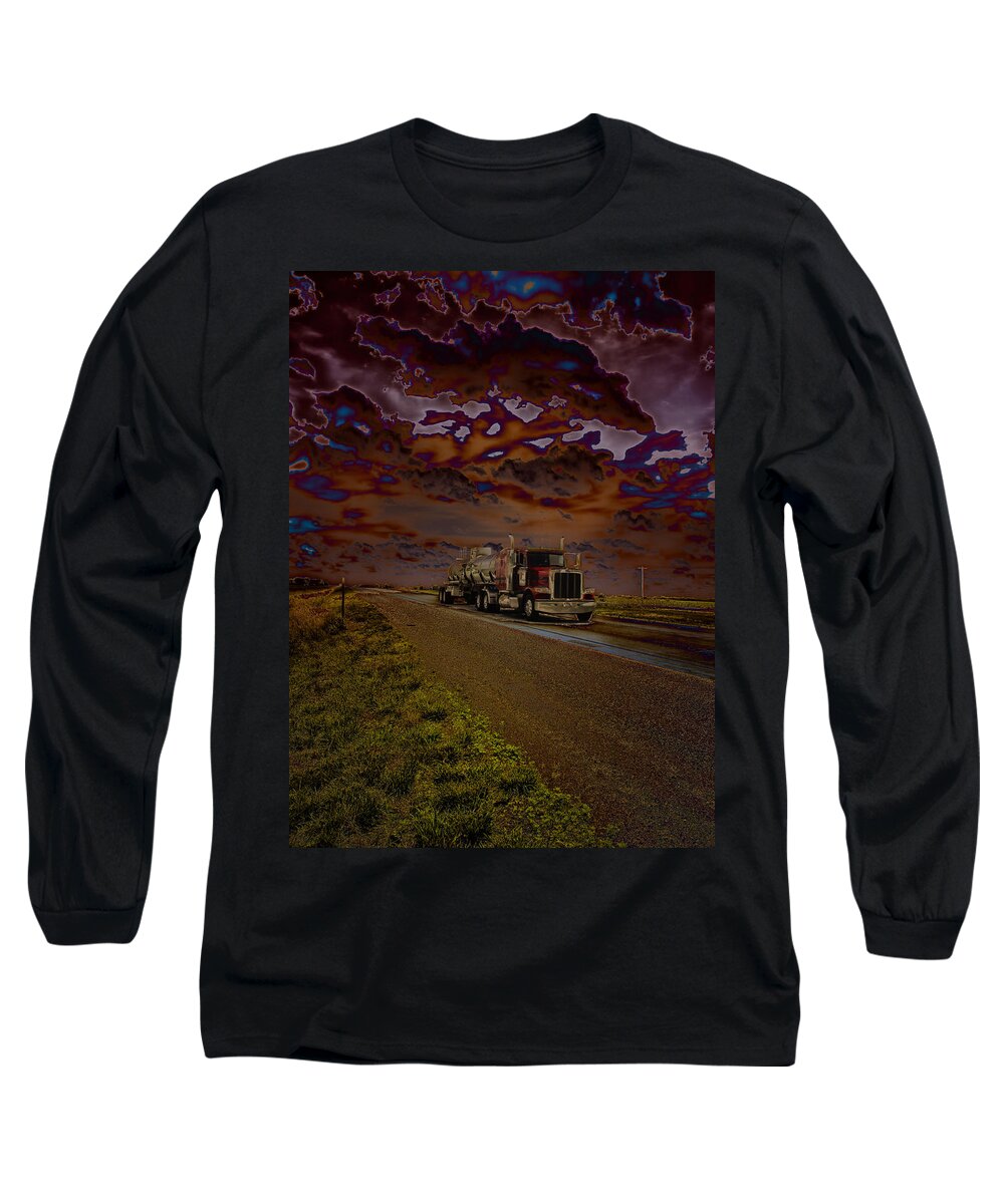 Truck Long Sleeve T-Shirt featuring the photograph Midnight Deisel by Bill and Linda Tiepelman