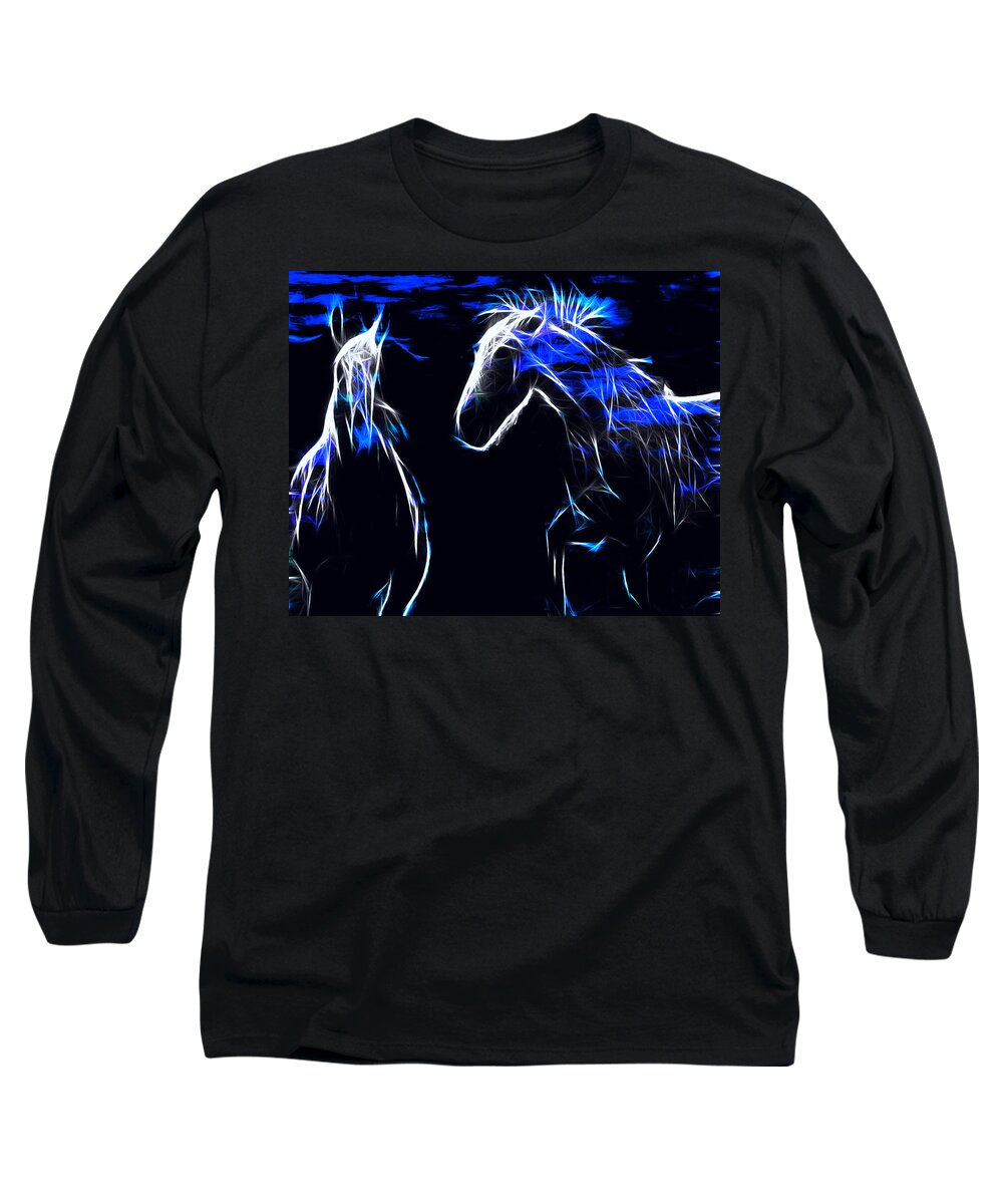 Horse Long Sleeve T-Shirt featuring the photograph Midnight in San Acacio by Terry Fiala