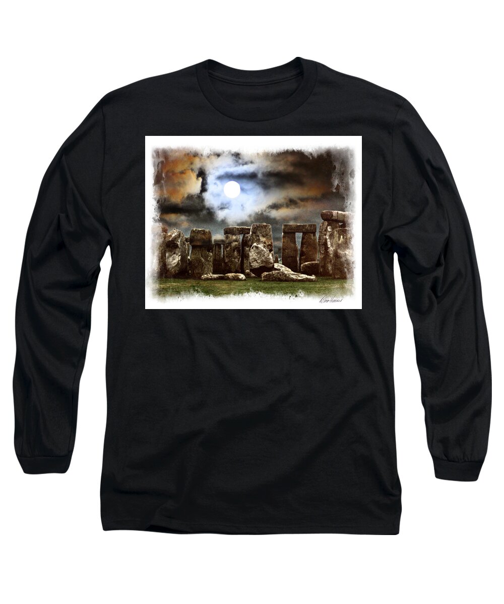 Moon Long Sleeve T-Shirt featuring the photograph Moon Over Stonehenge by Diana Haronis