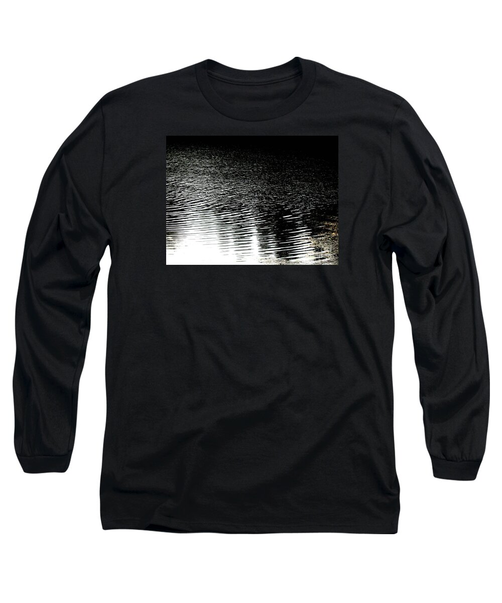 Black Canvas Prints Long Sleeve T-Shirt featuring the photograph Moonlight sparkle by Pauli Hyvonen