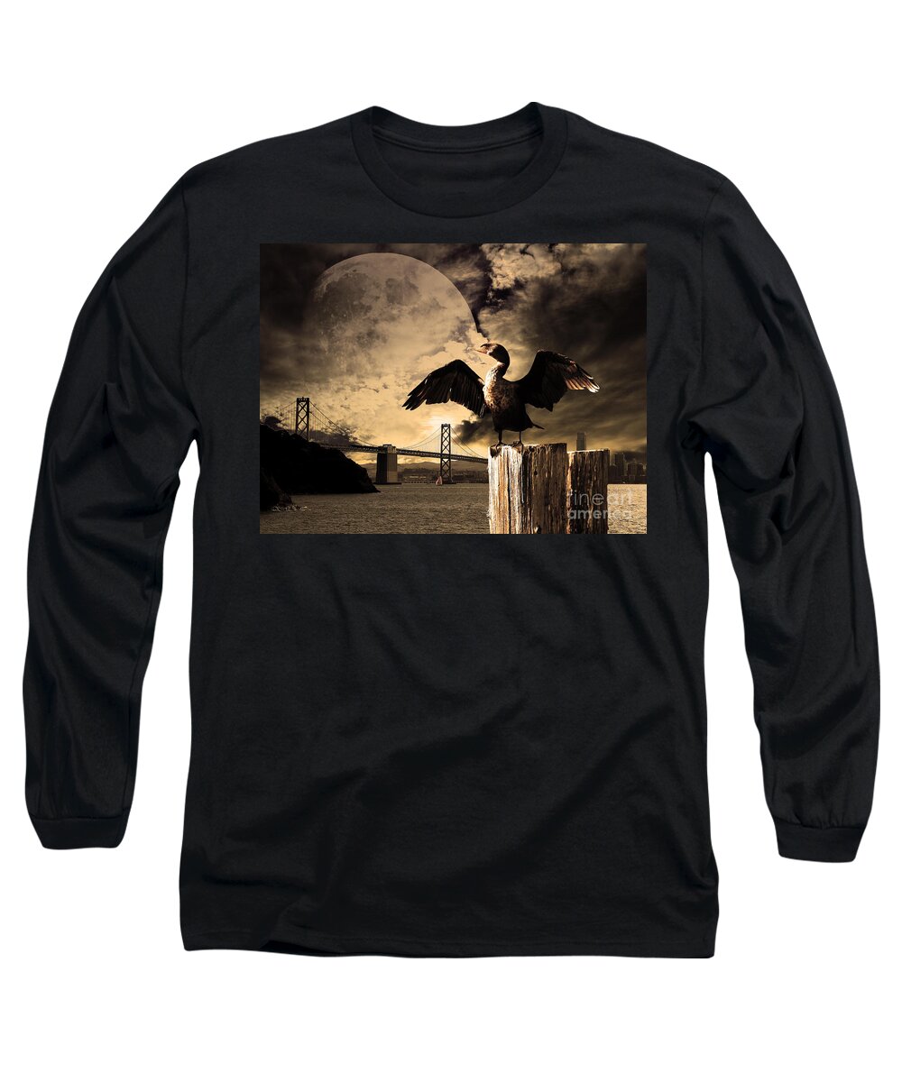 Halloween Long Sleeve T-Shirt featuring the photograph Night Of The Cormorant by Wingsdomain Art and Photography