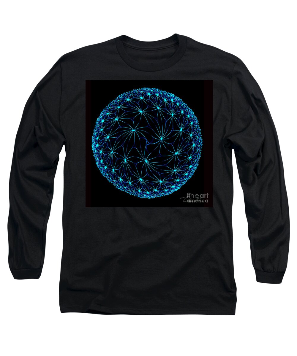Mandala Long Sleeve T-Shirt featuring the digital art Night Spiders by Danuta Bennett