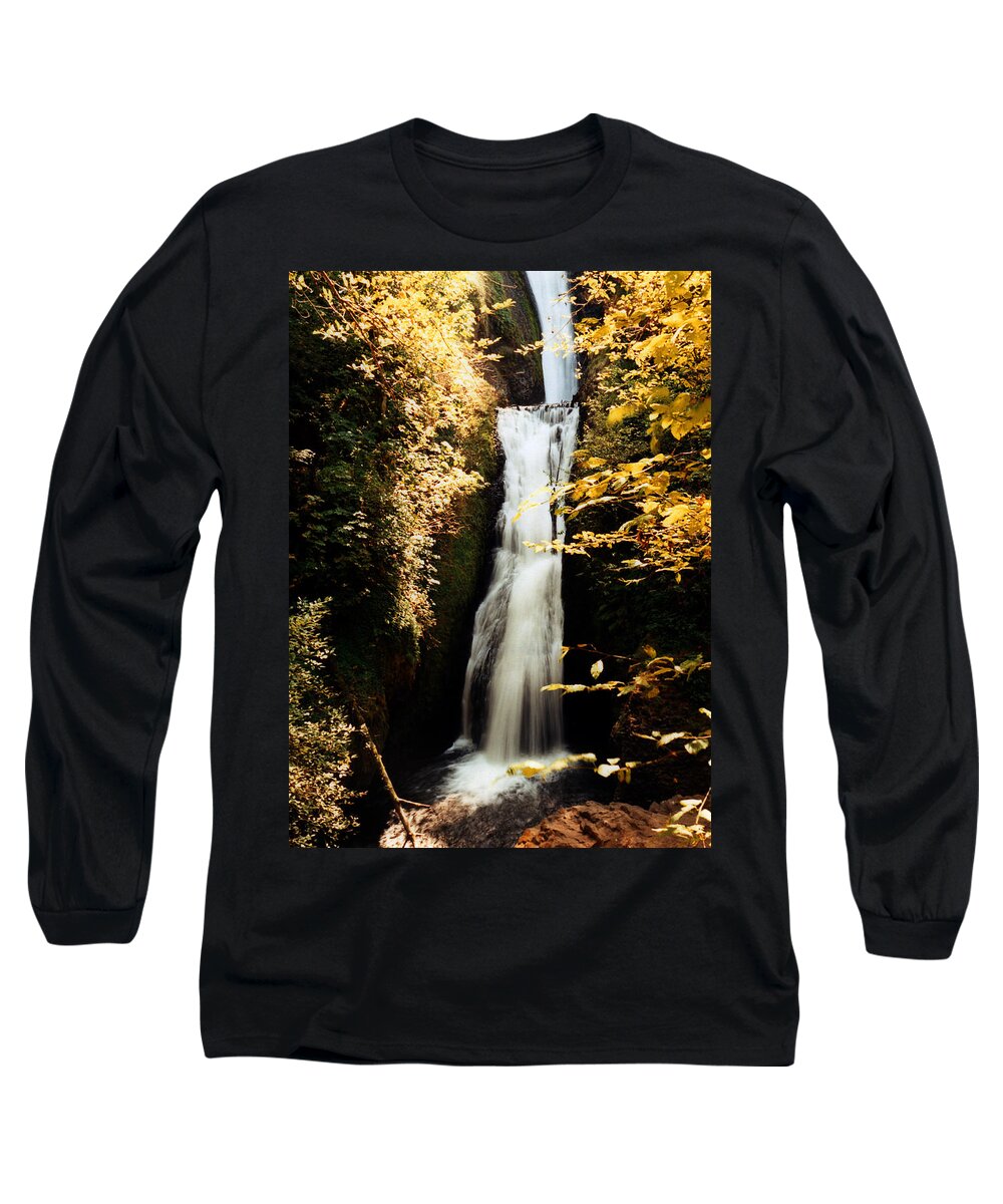 Oregon Long Sleeve T-Shirt featuring the photograph Oregon Waterfall Yellows by Maureen E Ritter