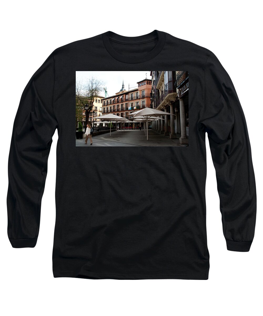 Toledo Long Sleeve T-Shirt featuring the photograph Passing By Zocodover Square by Lorraine Devon Wilke