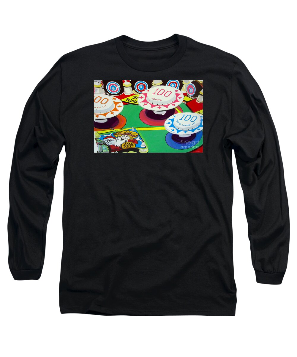 Pinball Long Sleeve T-Shirt featuring the painting Pinball Wizard by Beth Saffer