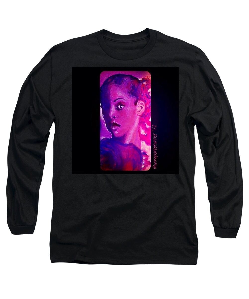 Art Long Sleeve T-Shirt featuring the photograph Purple Dancer 2012 digital painting by annaporterartist by Anna Porter