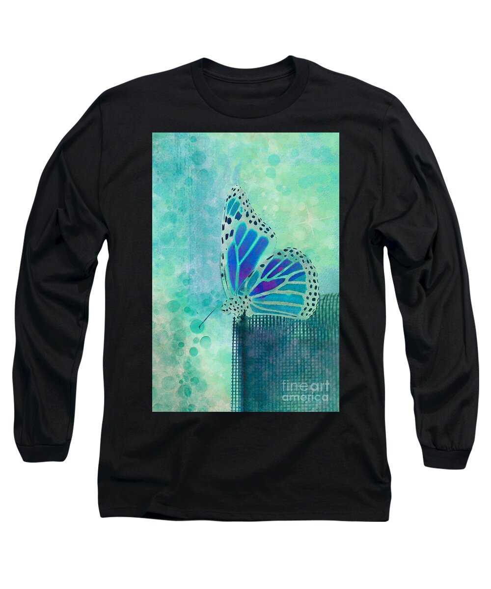 Butterfly Long Sleeve T-Shirt featuring the digital art Reve de Papillon - s02b by Variance Collections