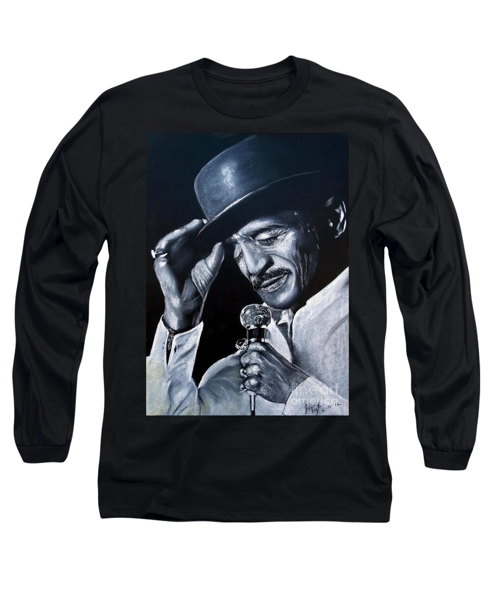 Sammy Davis Jr Long Sleeve T-Shirt featuring the drawing Sammy Davis Jr by Jim Fitzpatrick