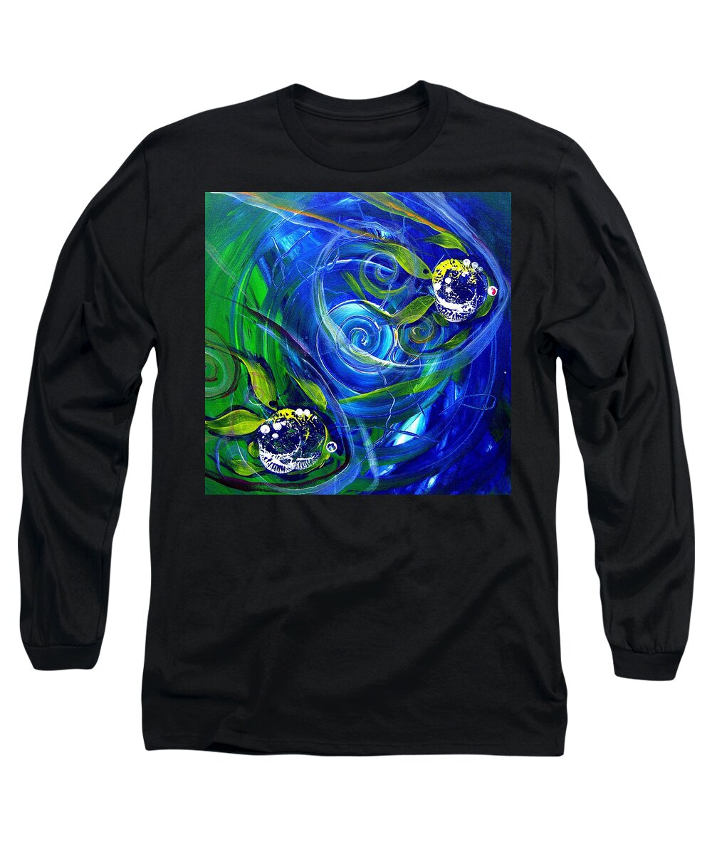 Fish Long Sleeve T-Shirt featuring the painting Six Subtle Ups and Downs 3 by J Vincent Scarpace