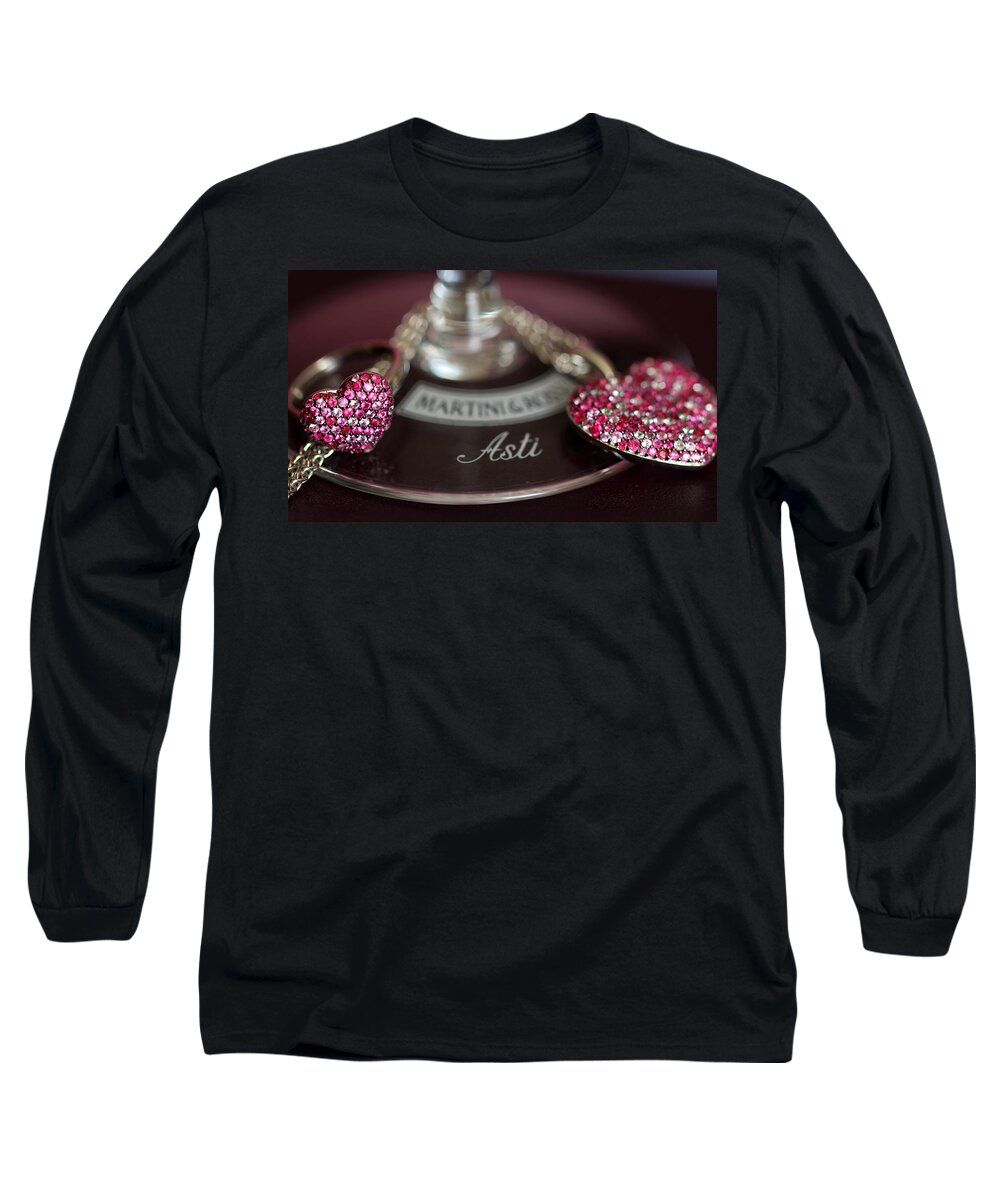Effy Long Sleeve T-Shirt featuring the photograph Sparkling Hearts and Wine by Shelley Neff