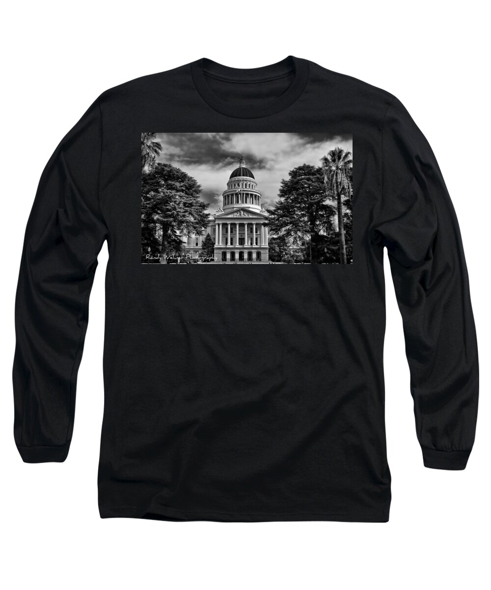 State Long Sleeve T-Shirt featuring the photograph State Capitol B and W by Randy Wehner