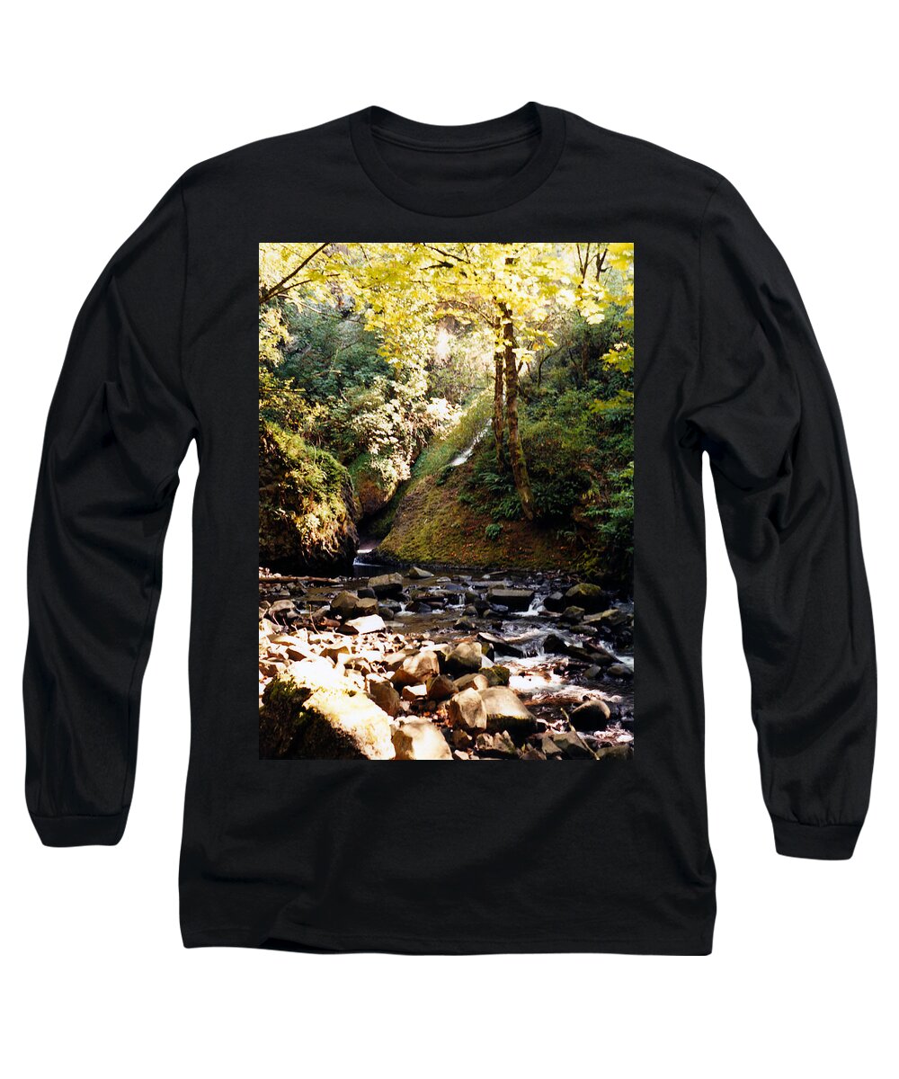 Forest Long Sleeve T-Shirt featuring the photograph Stream Bed Oregon by Maureen E Ritter