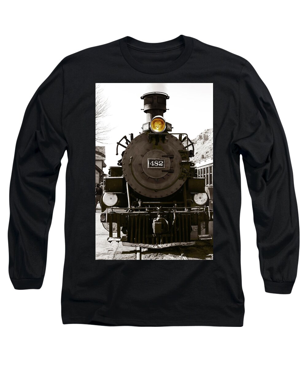 Steam Train Long Sleeve T-Shirt featuring the photograph The 482 Durango To Silverton by Lorraine Devon Wilke