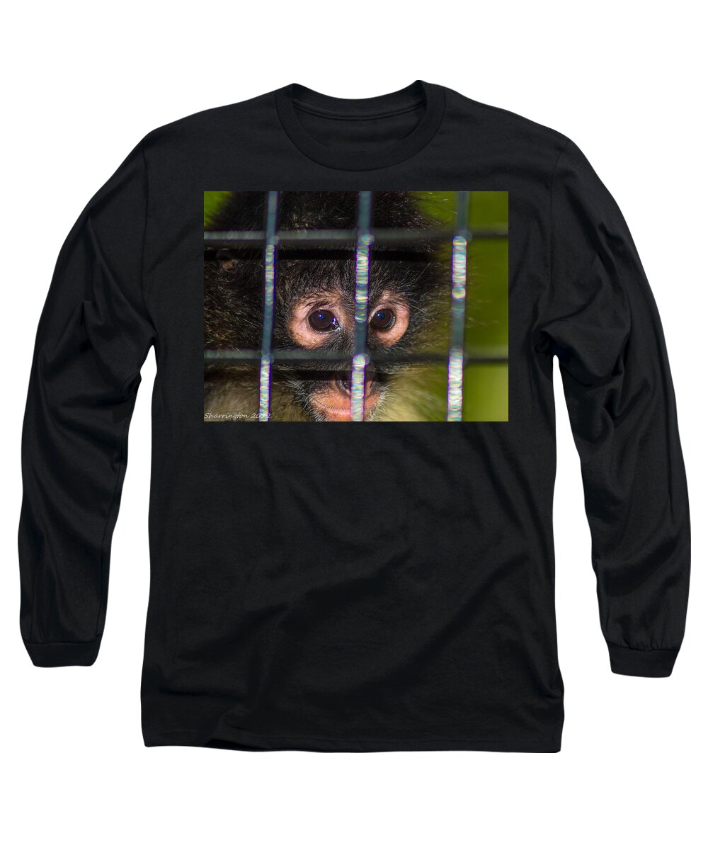 Monkey Long Sleeve T-Shirt featuring the photograph Trapped by Shannon Harrington