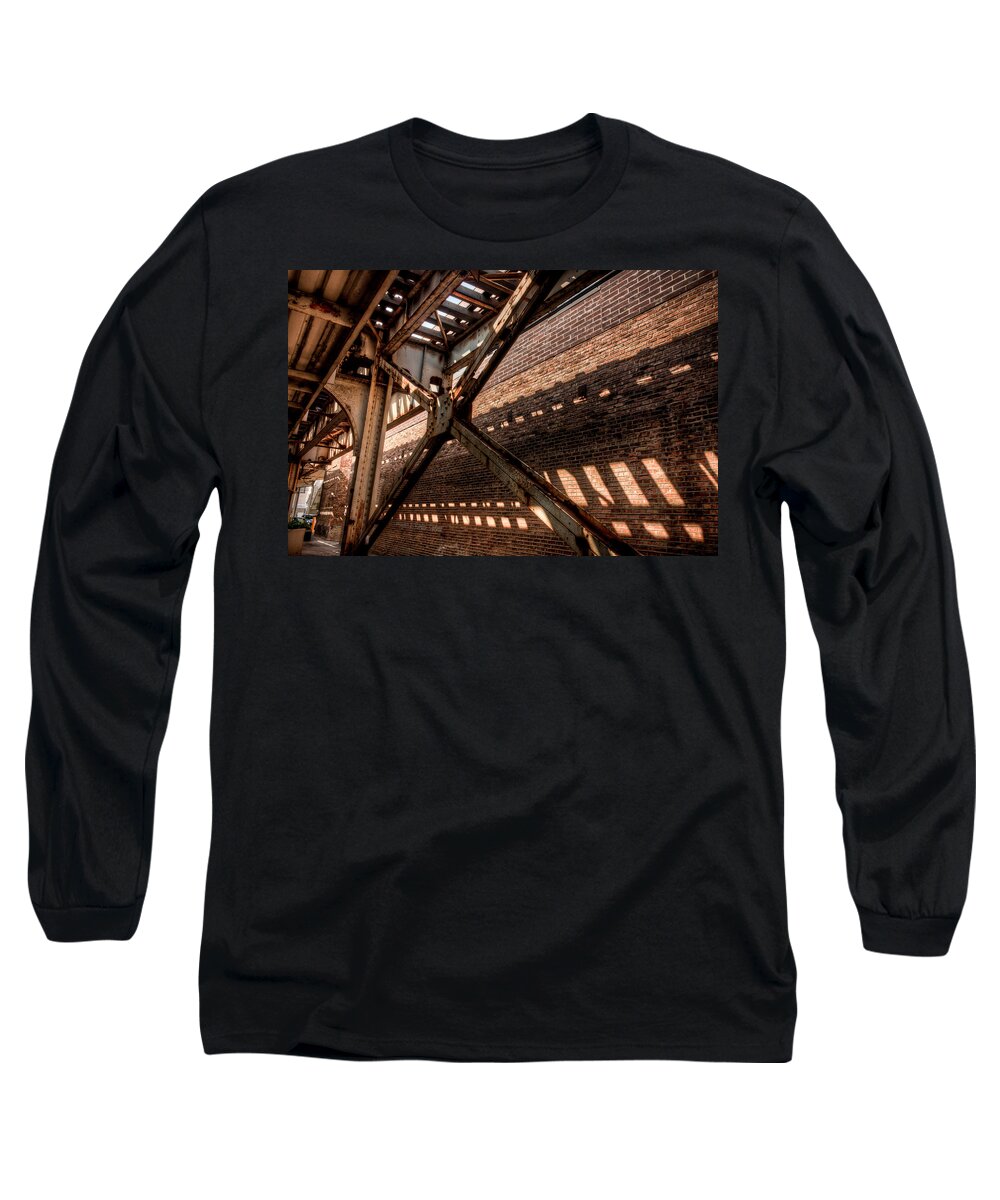 Chicago Long Sleeve T-Shirt featuring the photograph Under the L Tracks by Anthony Doudt