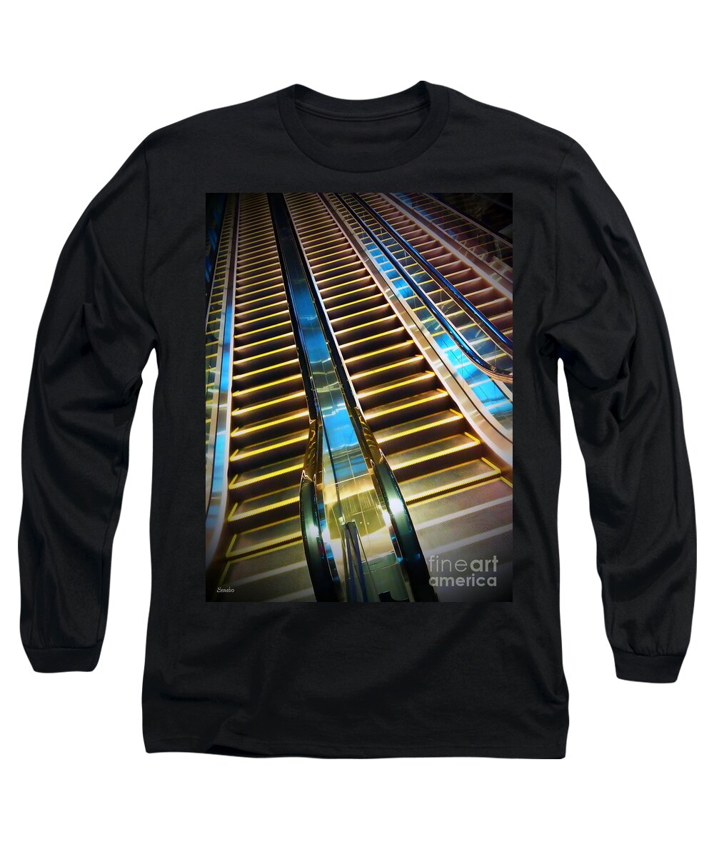 Escalator Long Sleeve T-Shirt featuring the photograph Up and Down by Eena Bo
