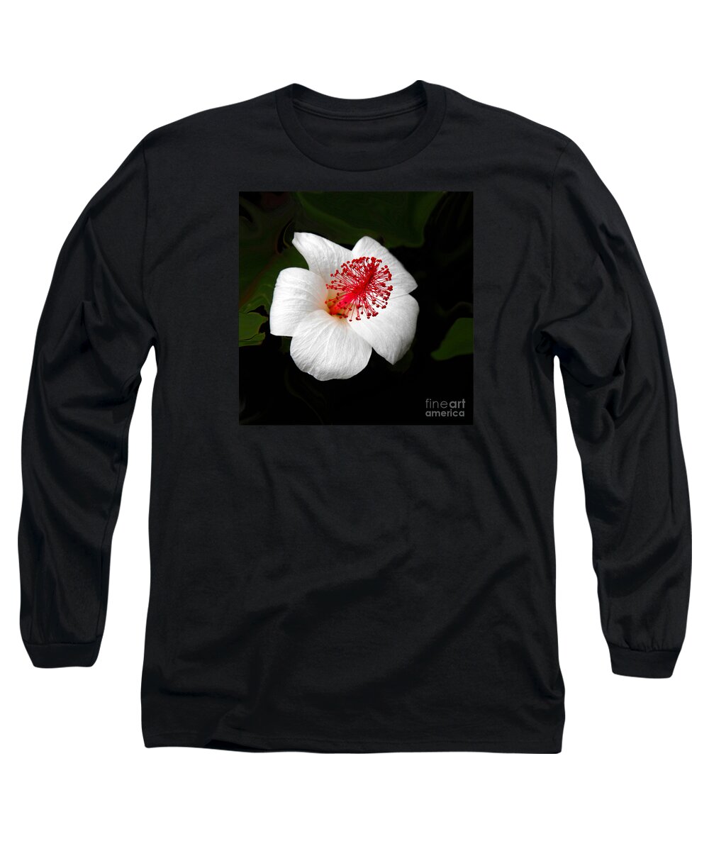 Hibiscus Art Long Sleeve T-Shirt featuring the photograph White Hibiscus Flower by Rebecca Margraf