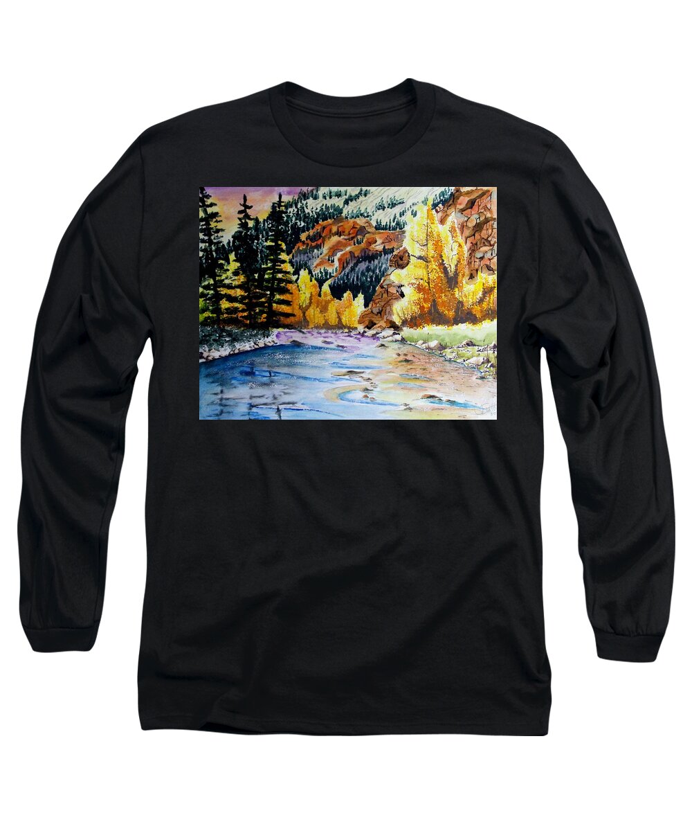 Creek Long Sleeve T-Shirt featuring the painting East Clear Creek #1 by Jimmy Smith