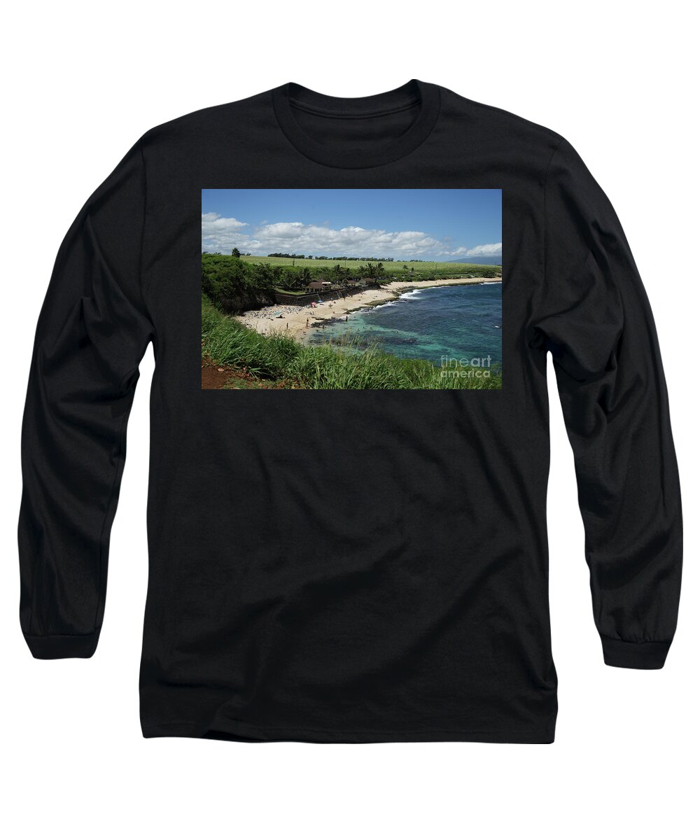 Hookipa Beach Long Sleeve T-Shirt featuring the photograph Ho'okipa Beach View from Ho'okipa Beach Park Hana Maui #1 by Peter Dang