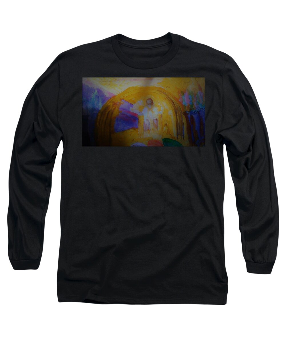 Throne Long Sleeve T-Shirt featuring the painting Jesus Sits on the Throne #1 by Love Art Wonders By God