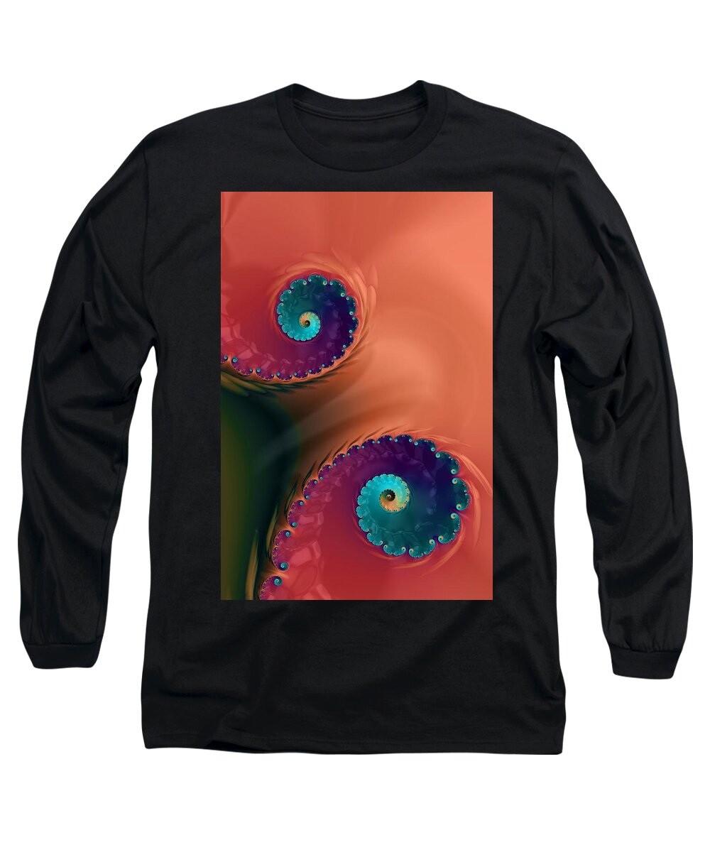 Fractal Art Long Sleeve T-Shirt featuring the Life's Paths #1 by Bonnie Bruno